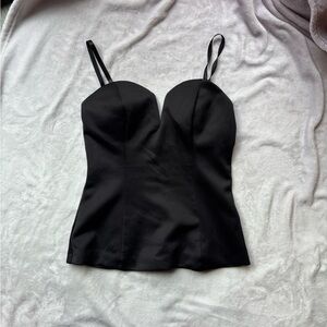 g by guess black sweetheart deep v neckline corset top